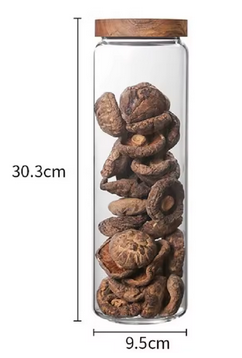 Bocal de Stockage en Verre avec Couvercle en Bois 1.5Litres