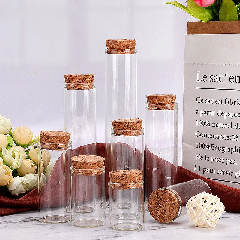 Bouteille HI en verre transparent avec bouchon en liège,  1 pièce