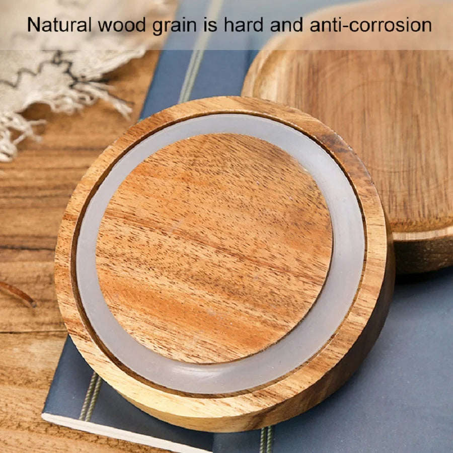 Bocaux de Stockage en Verre avec Couvercle en Bois, Récipient à Café Hermétique pour Haricots, Riz, Sucre, 1 Pièce