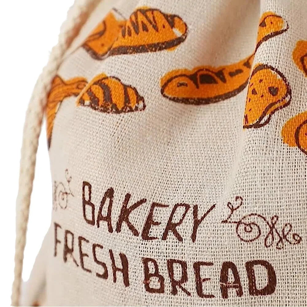 Sacs à pain en lin réutilisables, grand rangement lavable avec cordon de serrage