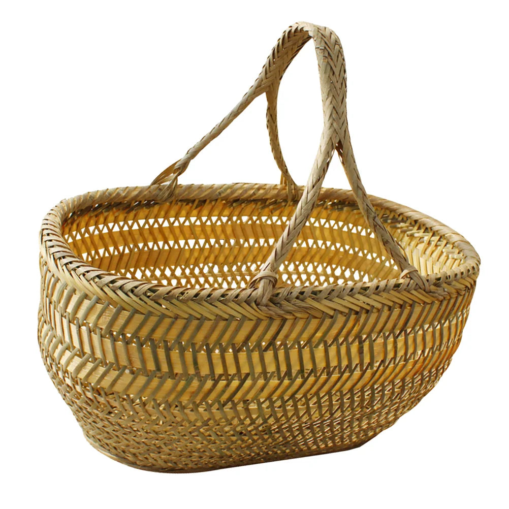 Panier à légumes, paniers de rangement pour courses, tissage en bambou